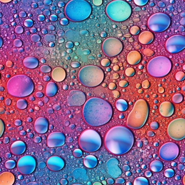 Eine Nahaufnahme eines farbenfrohen Hintergrunds mit generativen Wassertropfen