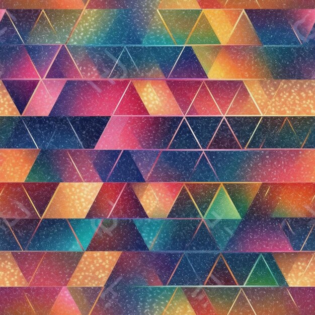 eine Nahaufnahme eines farbenfrohen Hintergrunds mit vielen Dreiecke generative ai