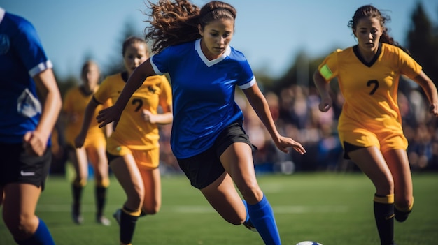 Eine Nahaufnahme eines Frauenfußballspiels