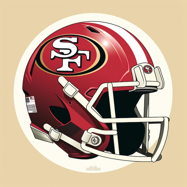 Eine Nahaufnahme eines Fußballhelms mit einem San-Francisco-Logo