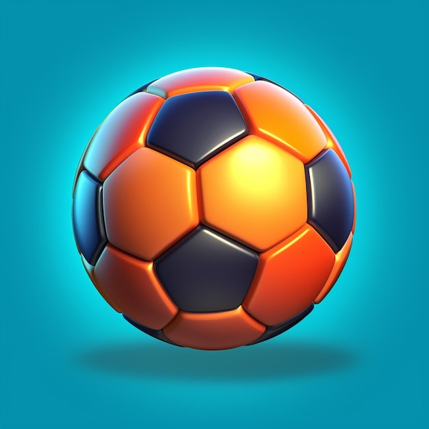 Eine Nahaufnahme eines Fußballs auf blauem Hintergrund, generative KI