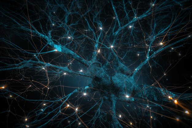 Eine Nahaufnahme eines Gehirns mit den Worten „Neuron“ auf der rechten Seite
