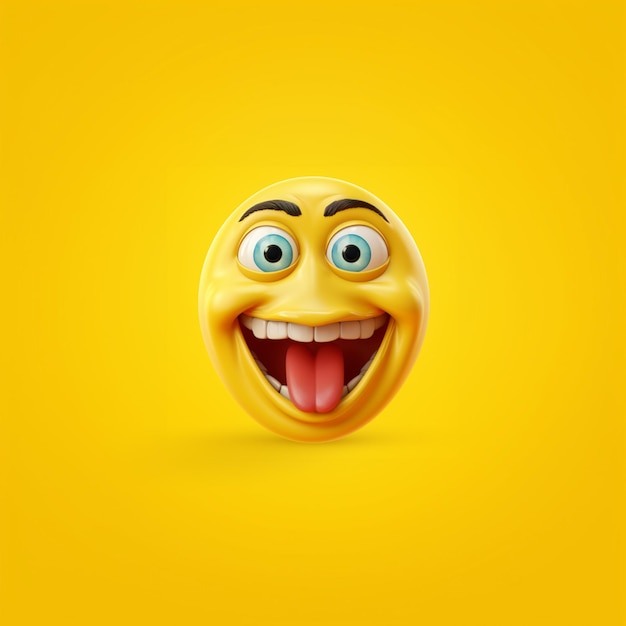 eine Nahaufnahme eines gelben Smiley-Gesichts mit einem großen Lächeln