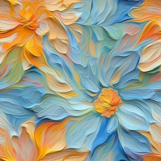 Eine Nahaufnahme eines Gemäldes einer Blume mit vielen generativen Farben