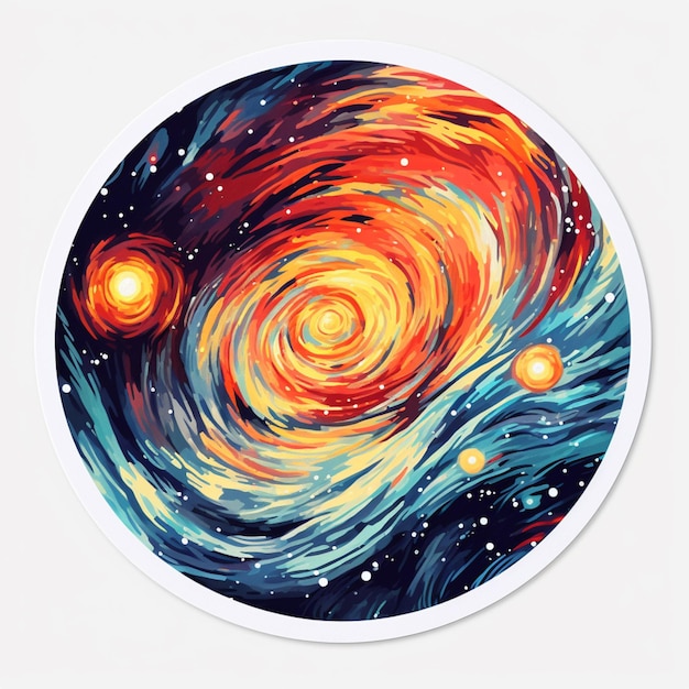 Eine Nahaufnahme eines Gemäldes einer Spiralgalaxie mit generativen Sternen