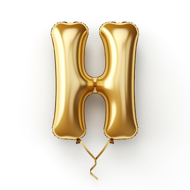 eine Nahaufnahme eines goldenen Ballons in Form des generativen Buchstabens „h“.