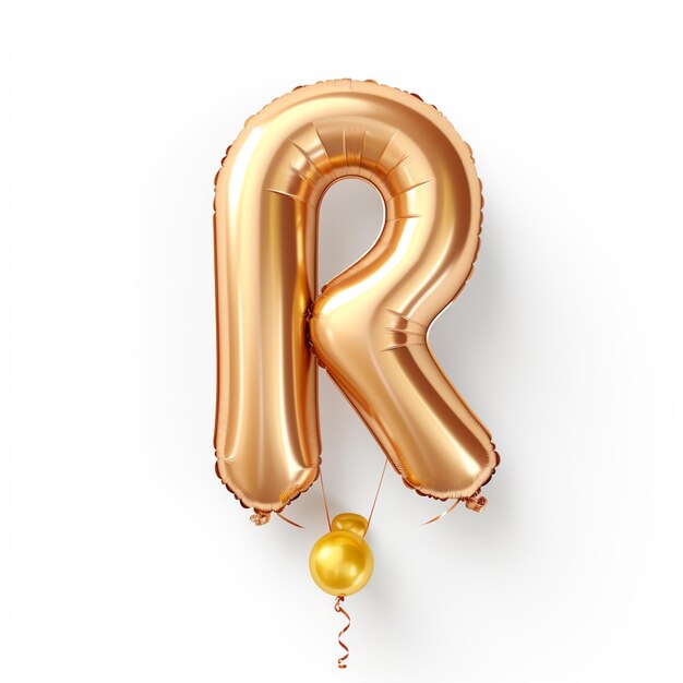 Eine Nahaufnahme eines goldenen Ballons in Form des generativen Buchstabens „R“.