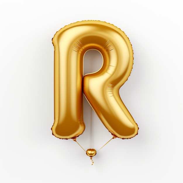 Eine Nahaufnahme eines goldenen Ballons in Form des generativen Buchstabens „R“.