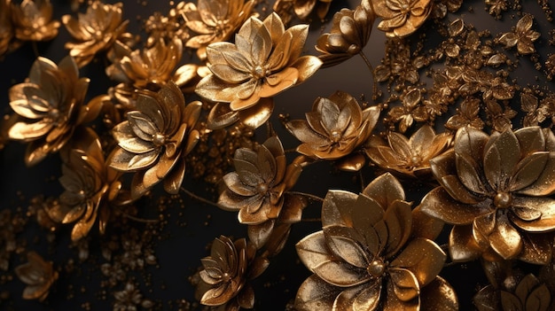 Eine Nahaufnahme eines goldenen Blumenmusters