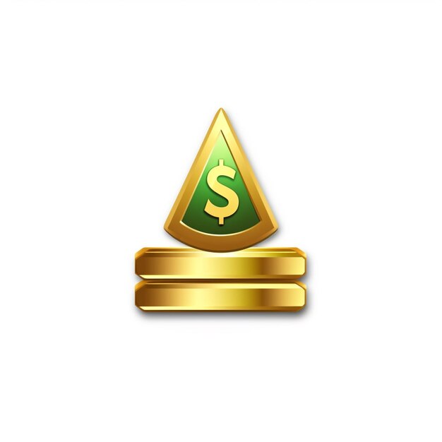 Eine Nahaufnahme eines goldenen Dreiecks mit einem generativen KI mit grünem Dollarzeichen