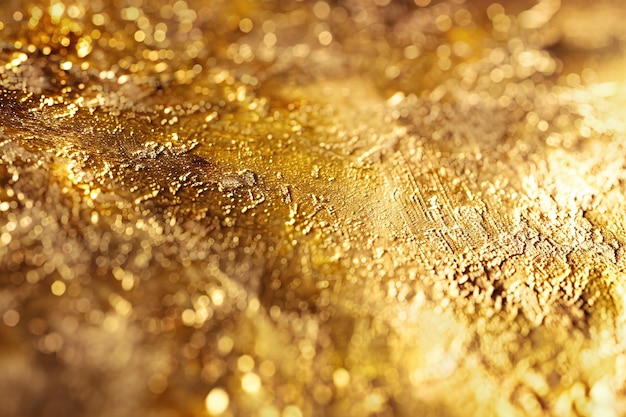 Foto eine nahaufnahme eines goldenen hintergrunds mit den wassertropfen daraufgoldglitzer hintergrundtextur abstract