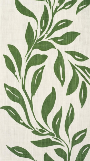 Eine Nahaufnahme eines grünen und weißen Blattdruckgewebes