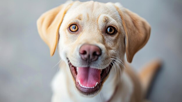 Eine Nahaufnahme eines Hundes mit offenem Maul und ausgestreckter Zunge