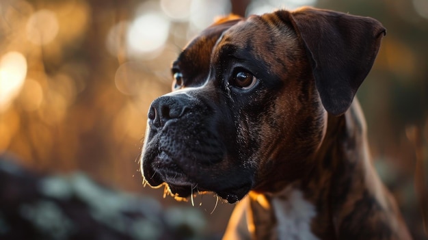 Eine Nahaufnahme eines Hundes mit verschwommenem Hintergrund