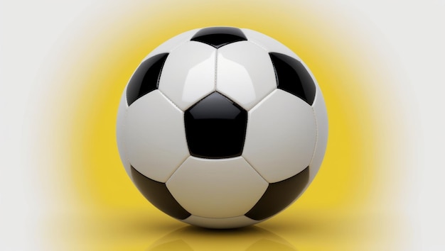 Eine Nahaufnahme eines klassischen schwarz-weißen Fußballs auf einem weichen Hintergrund