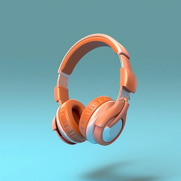 Eine Nahaufnahme eines Kopfhörers auf blauem Hintergrund, generative KI