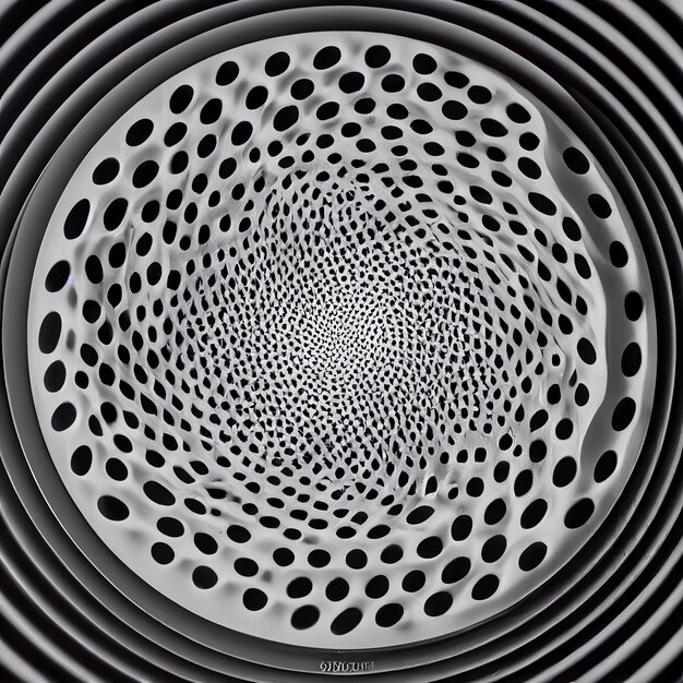 Foto eine nahaufnahme eines kreisförmigen musters aus schwarzen und weißen kreisen, generative ki