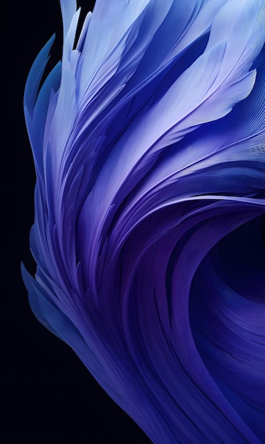 eine Nahaufnahme eines lila-blauen abstrakten Designs auf einem schwarzen Hintergrund Generative KI