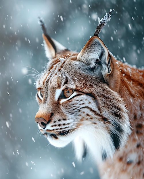 eine Nahaufnahme eines Luchs im Schnee