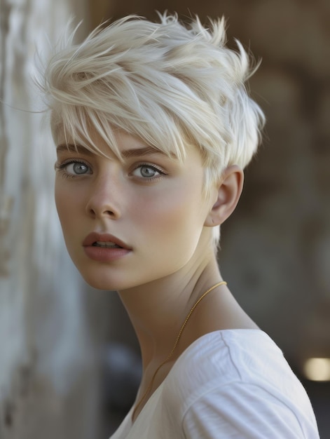 eine Nahaufnahme eines Mädchens mit blonden Haaren