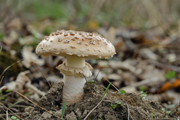 Foto eine nahaufnahme eines pilzes auf dem boden