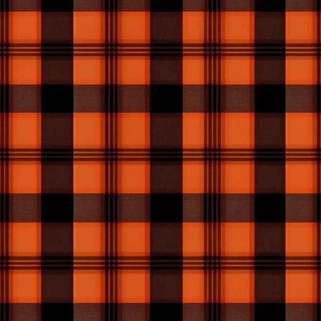 Foto eine nahaufnahme eines plaid-muster mit orangefarbener und schwarzer generativer ai