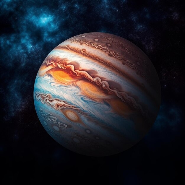 Foto eine nahaufnahme eines planeten mit einem stern im hintergrund, generative ki