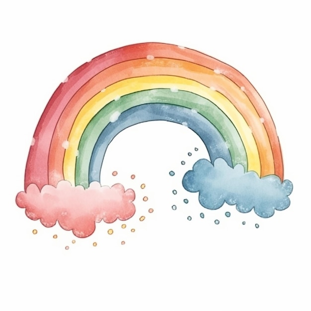 eine Nahaufnahme eines Regenbogens mit Wolken und einem Regenbogen