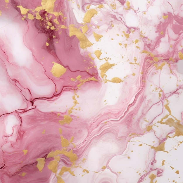 Eine Nahaufnahme eines rosa-goldenen Marmors mit generativer Goldfarbe