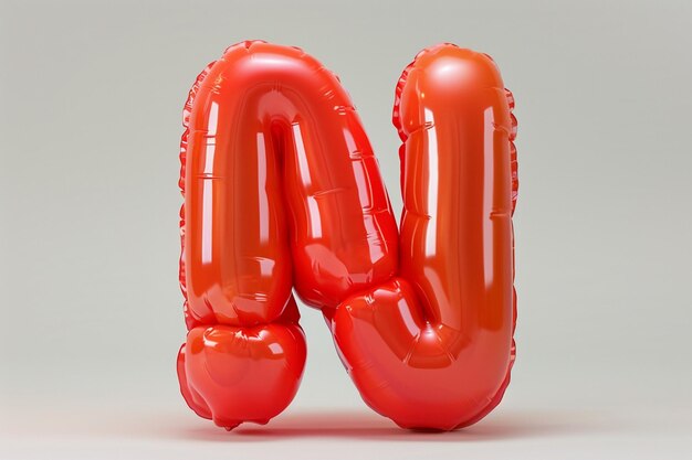 Foto eine nahaufnahme eines roten ballons in form des buchstaben n generative ai