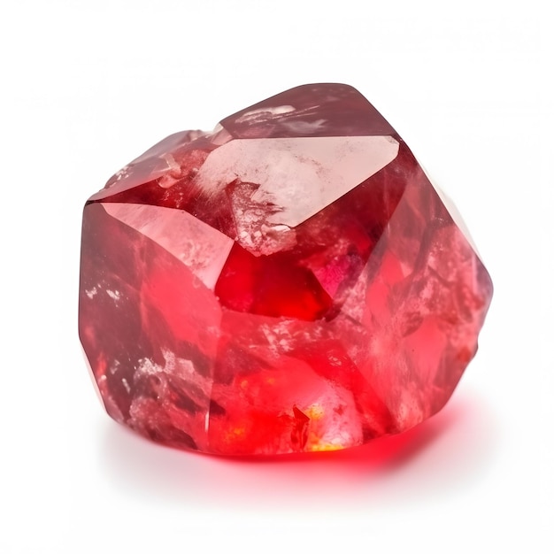 eine Nahaufnahme eines roten Diamanten auf einer weißen Oberfläche Generative KI