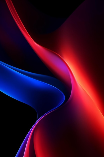 Eine Nahaufnahme eines roten und blauen abstrakten Hintergrunds mit einer gekrümmten, generativen Kurve ai