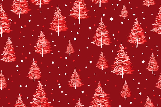 eine Nahaufnahme eines roten Weihnachtsbaums mit schneegenerativer Ai