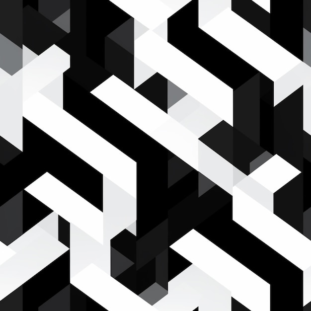 Eine Nahaufnahme eines schwarz-weißen geometrischen Musters mit einem weißen, generativen Pfeil