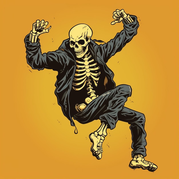 Foto eine nahaufnahme eines skeletts in jacke und jeans generative ai