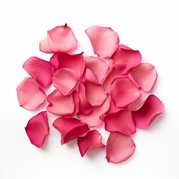 eine Nahaufnahme eines Stapels rosa Blütenblätter auf einer weißen Oberfläche generative ai