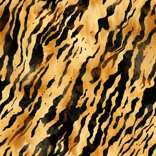 Eine Nahaufnahme eines Stoffes mit Tigermuster und einem generativen KI-Muster in Schwarz und Gold