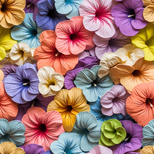 Eine Nahaufnahme eines Straußes bunter Blumen an einer generativen Wand
