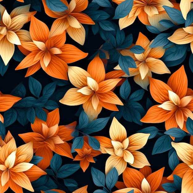 Eine Nahaufnahme eines Straußes generativer Blumen in Orange und Blau