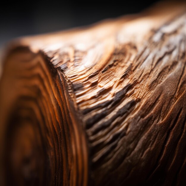 Eine Nahaufnahme eines Stück Holzes mit der Textur des Holzes.