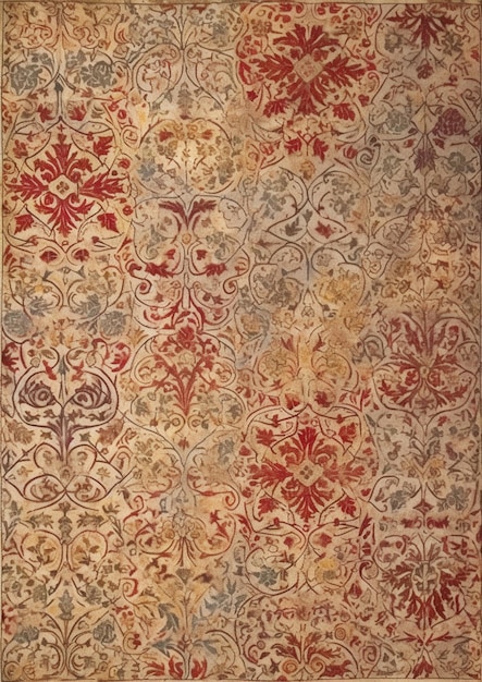 Foto eine nahaufnahme eines teppichs mit einem roten und beigen design