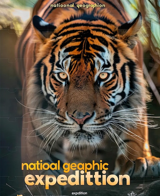 Foto eine nahaufnahme eines tigers auf einem plakat