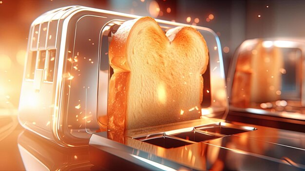 eine Nahaufnahme eines Toasters mit Brotstücken darin im Stil von Video-Feedback-Schleifen