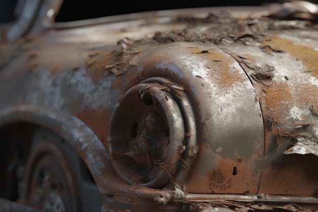Eine Nahaufnahme eines verrosteten alten Autos