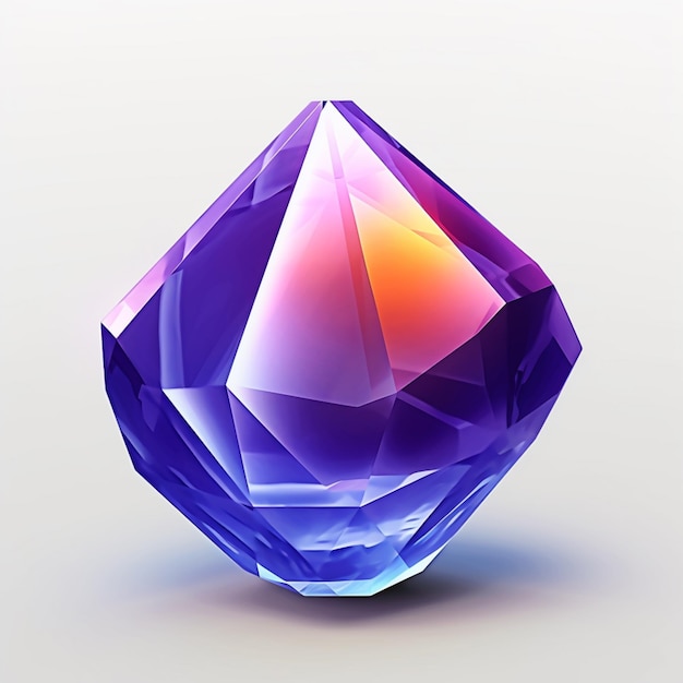 Eine Nahaufnahme eines violetten Diamanten auf einer weißen, generativen Oberfläche