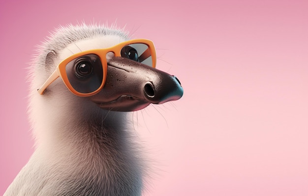 Eine Nahaufnahme eines Vogels mit Sonnenbrille