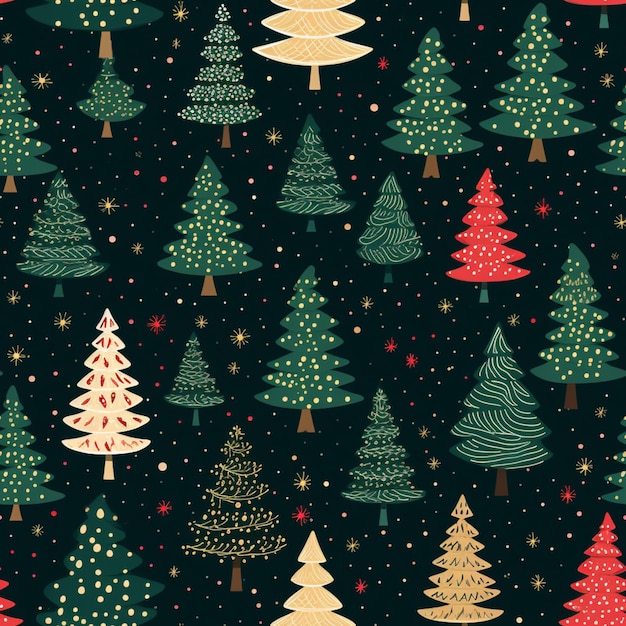 eine Nahaufnahme eines Weihnachtsbaummusters mit vielen verschiedenen Farben, generative KI