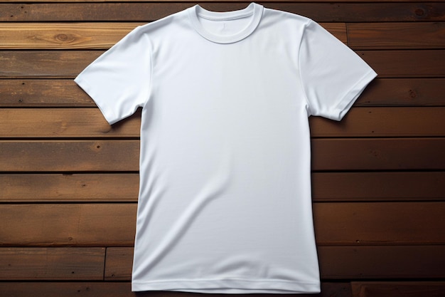 eine Nahaufnahme eines weißen Hemdes auf einer generativen Holzoberfläche