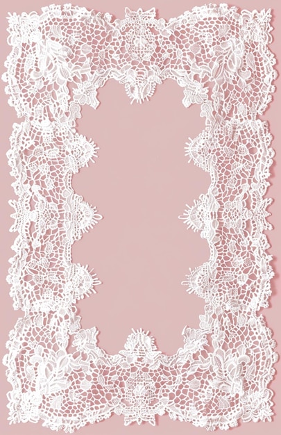Foto eine nahaufnahme eines weißen spitzenrahmens auf einem rosa hintergrund