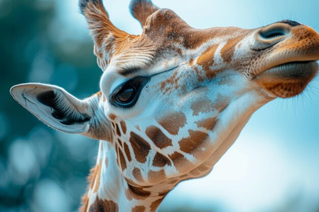 Eine Nahaufnahme erfasst die eleganten Merkmale einer Giraffe
